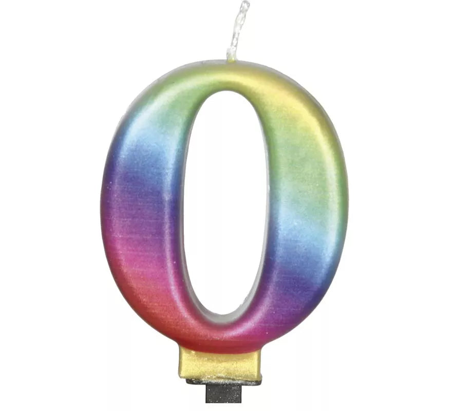 Vela Metalizado Multicolor Nº 0, de 8 cm