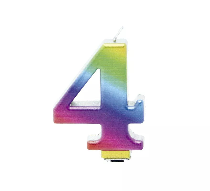 Vela Metalizado Multicolor Nº 4, de 8 cm