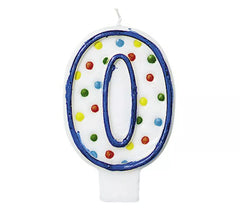 Colored Dots Candle with the number 0 for birthdays