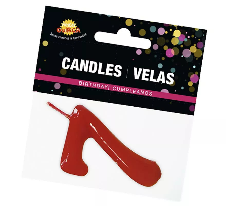 Vela roja con el número 7 para cumpleaños