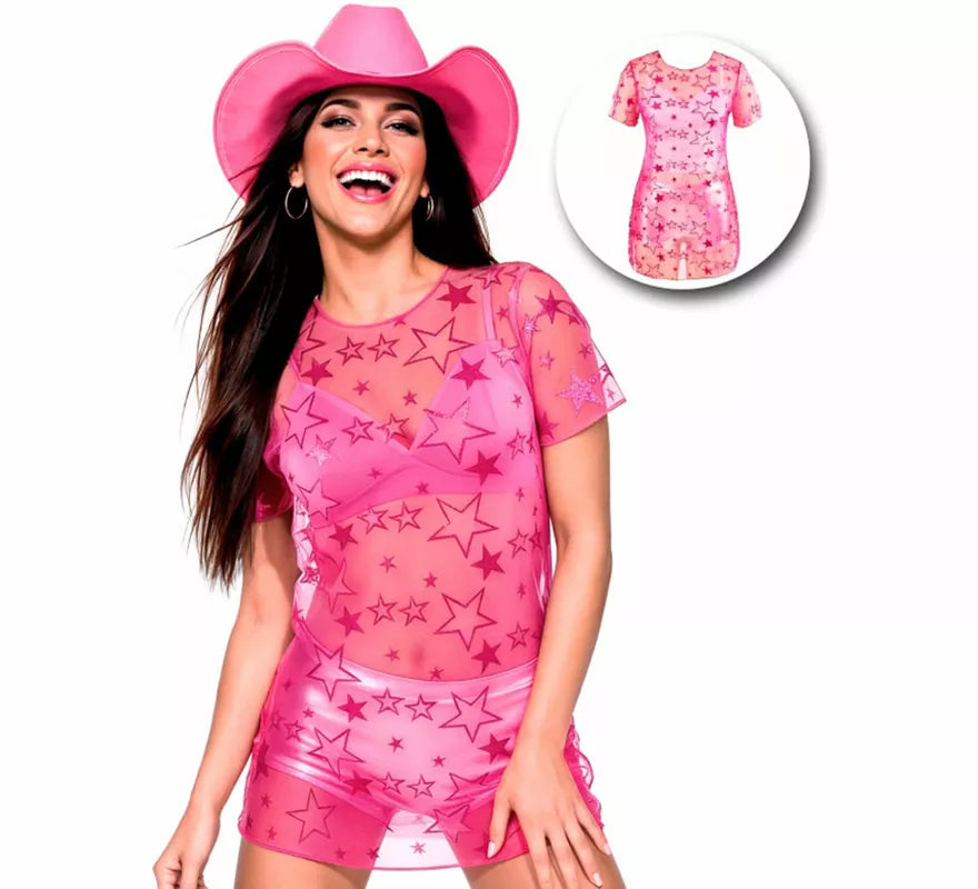 Vestido Tul fucsia con Estrellas Brillantes para mujer