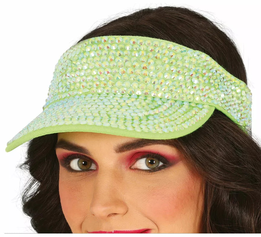 Visera con pedrería en varios colores adulto