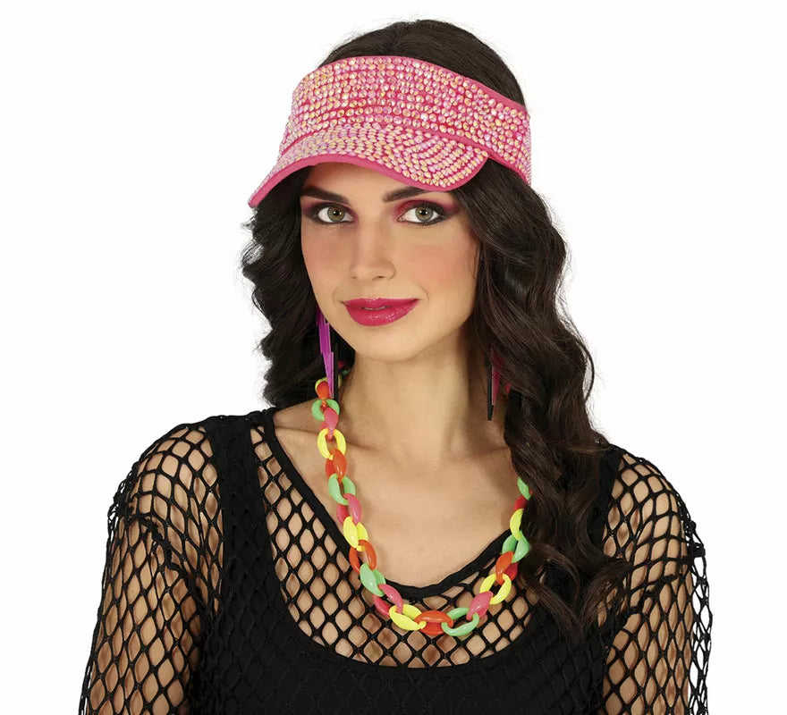 Visera con pedrería en varios colores adulto
