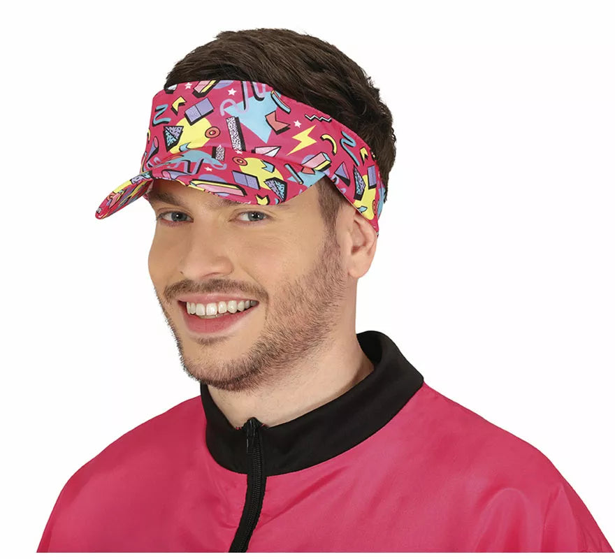 Visera estampado de los años 80 fucsia adulto