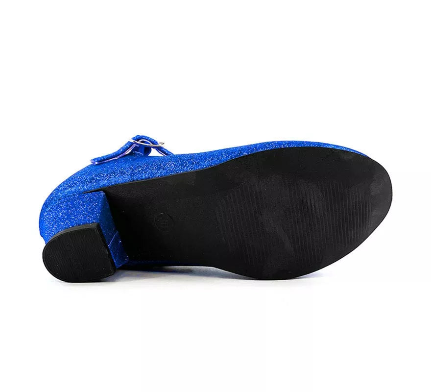 Translation missing: en.Zapato Sevillana con tacón Azulón Purpurina en números del 22 al 41