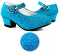 Zapato Sevillana con tacón Azul Turquesa Purpurina en números del 22 al 41