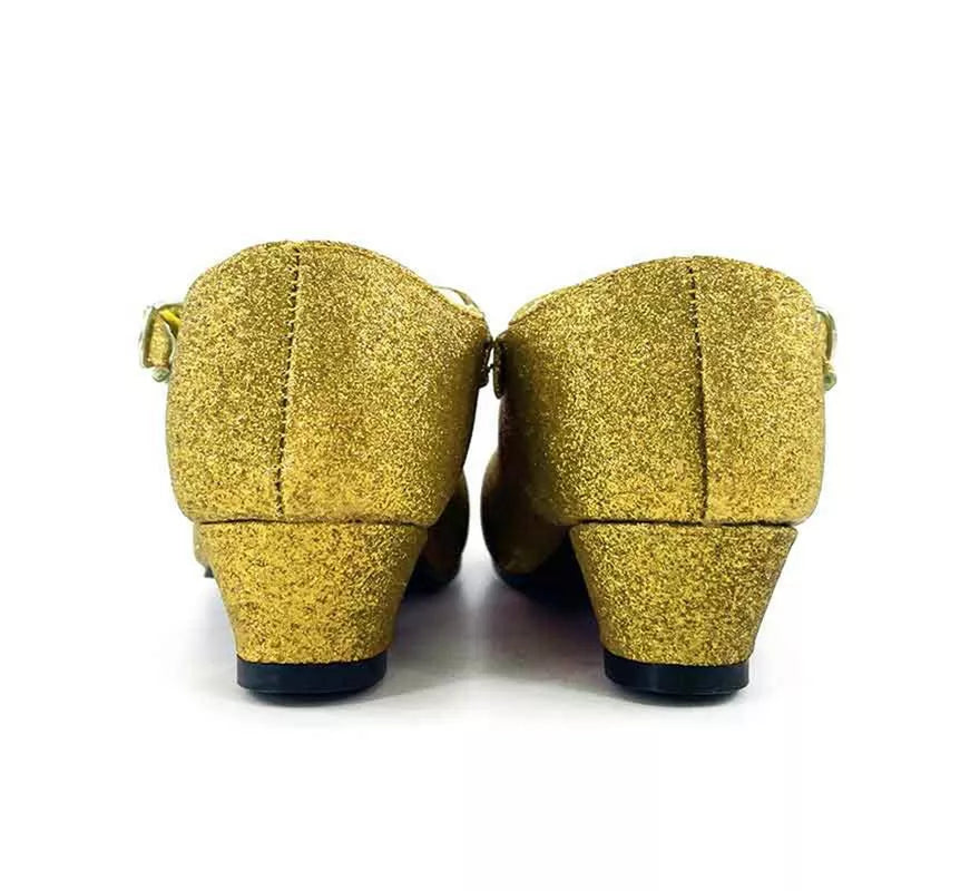 Translation missing: en.Zapato Sevillana con tacón Dorado Purpurina en números del 22 al 41