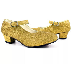 Sevillana shoe with Golden Glitter heel in numbers from 22 to 41