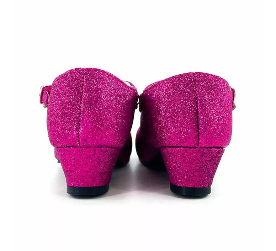 Translation missing: en.Zapato Sevillana con tacón Fucsia Purpurina en números del 22 al 41