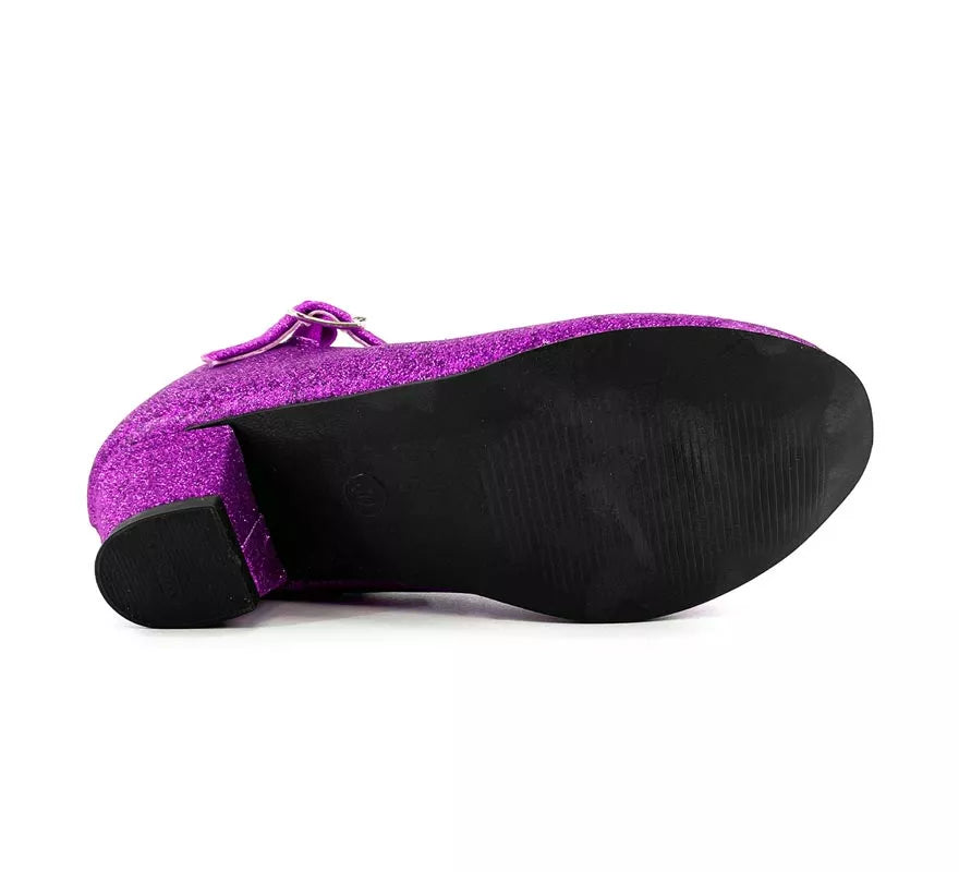Zapato Sevillana con tacón Lila Purpurina en números del 22 al 41