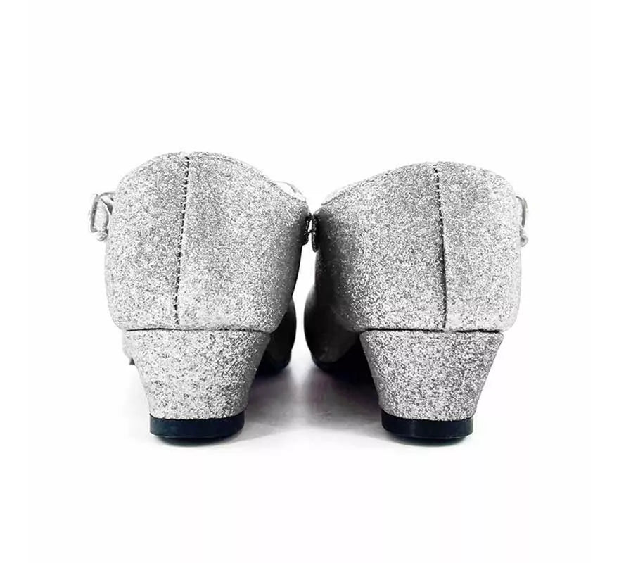 Translation missing: en.Zapato Sevillana con tacón Plateado Purpurina en números del 22 al 41