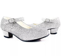 Zapato Sevillana con tacón Plateado Purpurina en números del 22 al 41