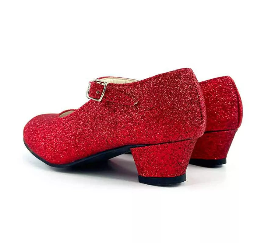 Zapato Sevillana con tacón Rojo Purpurina en números del 22 al 41