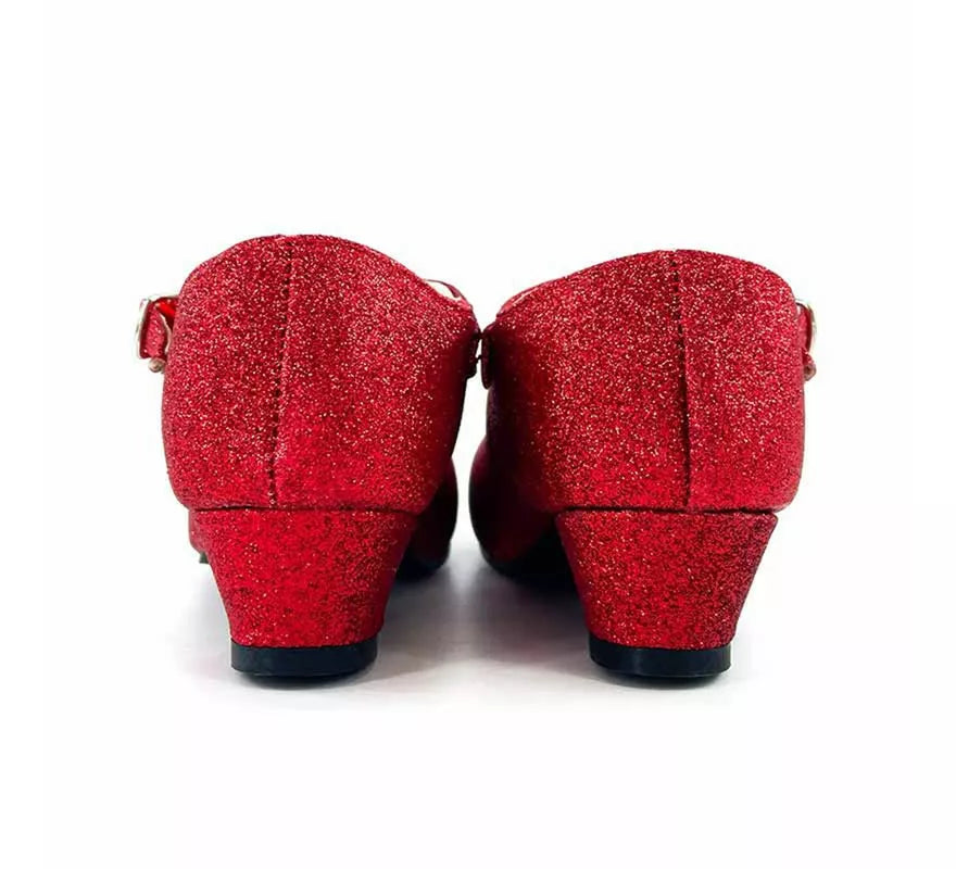 Translation missing: en.Zapato Sevillana con tacón Rojo Purpurina en números del 22 al 41