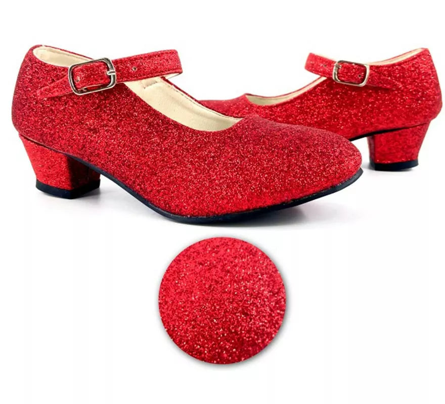 Zapato Sevillana con tacón Rojo Purpurina en números del 22 al 41