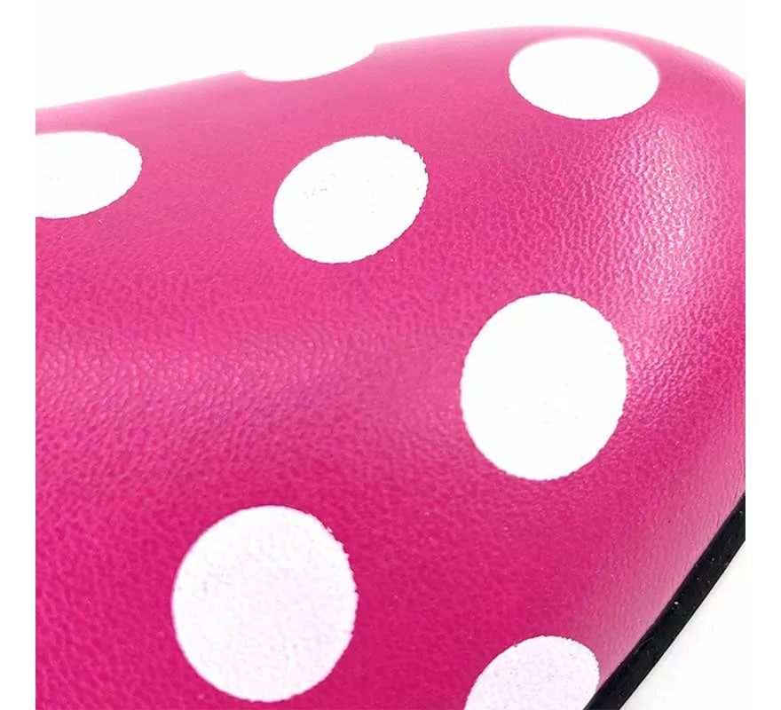 Zapato Sevillana de tacón Fucsia con lunares Blancos números del 22 al 41