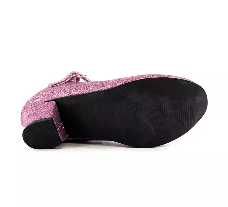 Zapato Sevillana con tacón Rosa Purpurina en números del 22 al 41