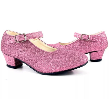 Zapato Sevillana con tacón Rosa Purpurina en números del 22 al 41