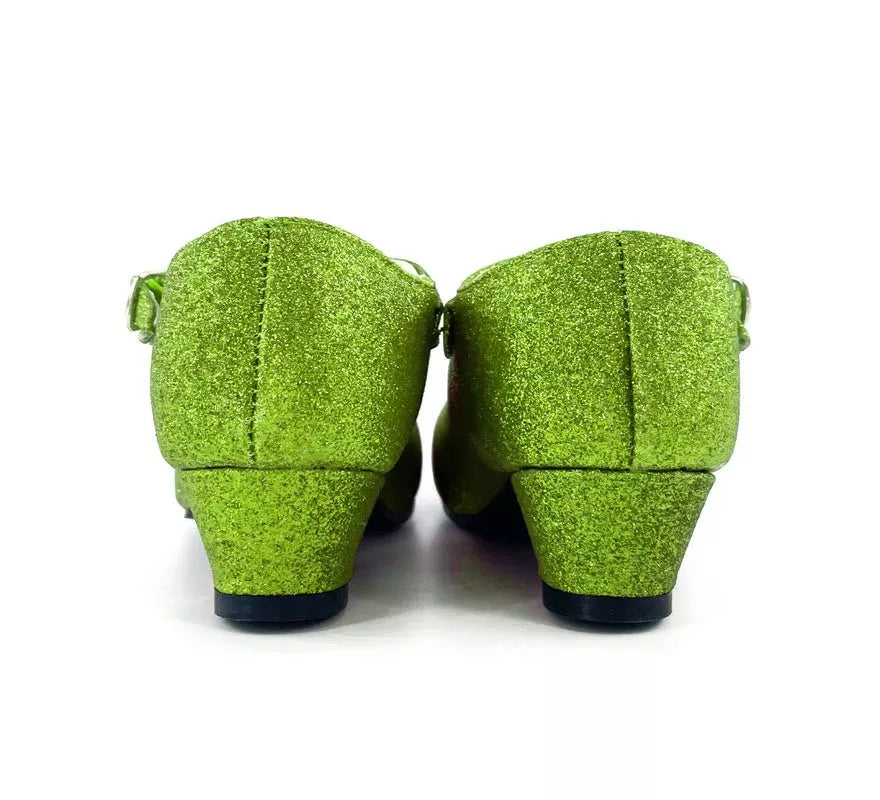 Translation missing: en.Zapato Sevillana con tacón Verde Purpurina en números del 22 al 41