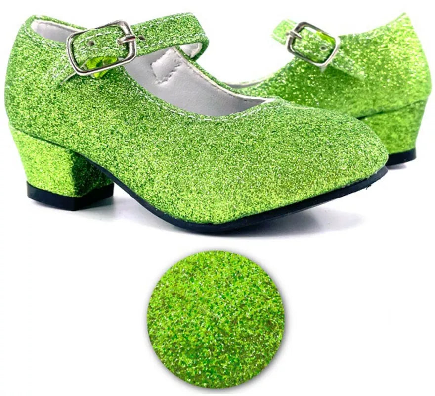 Zapato Sevillana con tacón Verde Purpurina en números del 22 al 41