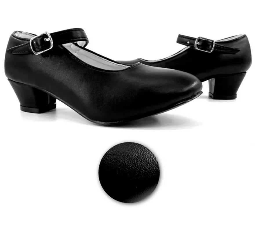 Zapato Sevillano con tacón Negro en números del 20 al 41