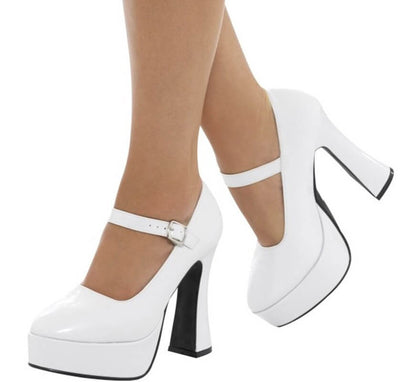 Zapatos Blancos Años 70 con tacón de 12,7 cm para mujer